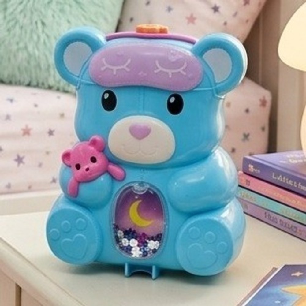 Polly Pocket Pajama Party Sleepover Teddy Bear Compact Playset HGC39 Blue